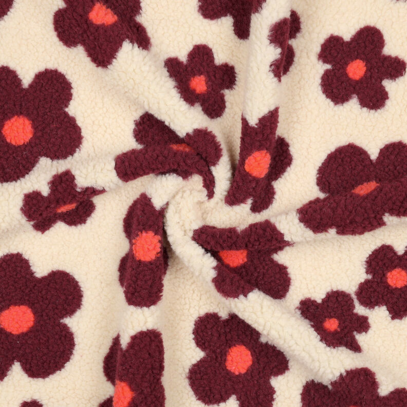 Ourson Fleurs | Poppy Fabrics – noix de cajou/rouge bordeaux,  image number 4
