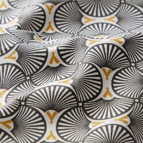 Coton enduit Éventails éparpillés – blanc/noir – blanc/noir, 