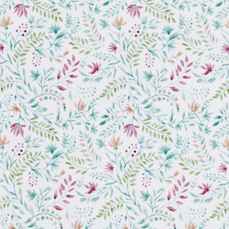 Popeline coton Rêve floral Impression numérique – blanc/eucalyptus,  image number 1