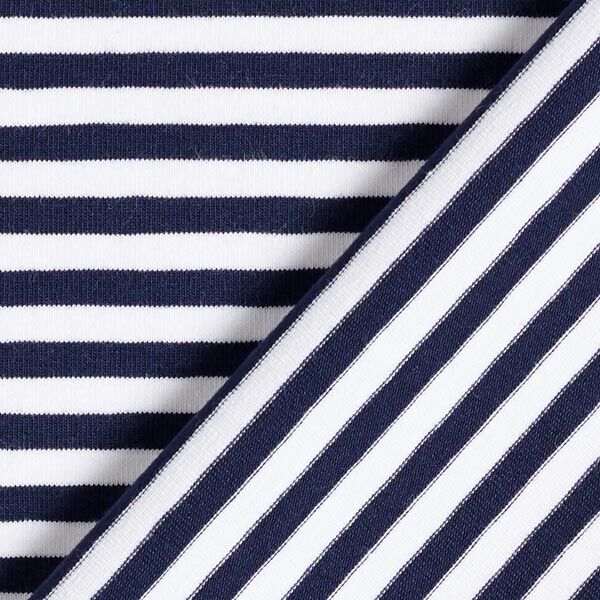 Jersey coton Rayures étroites – bleu marine/blanc,  image number 5