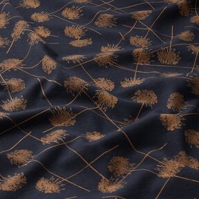 Jersey coton Plantes abstraites – bleu noir/marron clair, 