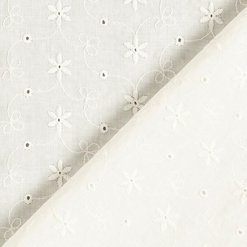 Batiste de coton Dentelle brodée Vrilles de fleurs – écru, image number 4