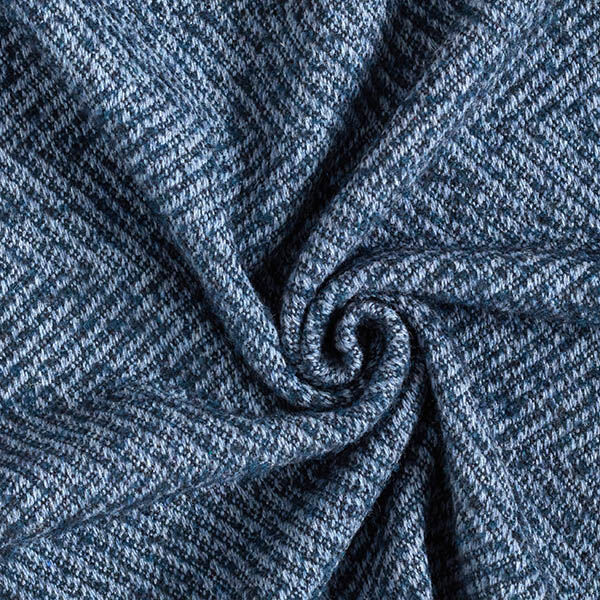 Tissu pour manteau en laine mélangée Zigzag – bleu marine,  image number 3