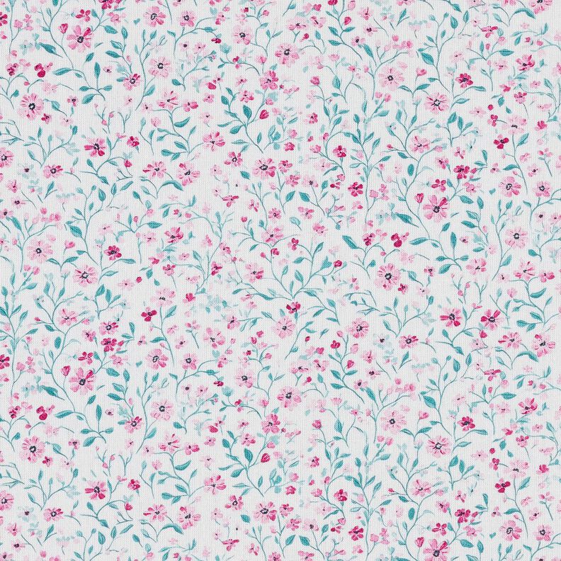 Tissu en coton Popeline jolies petites fleurs – menthe poivrée/violet pastel,  image number 1