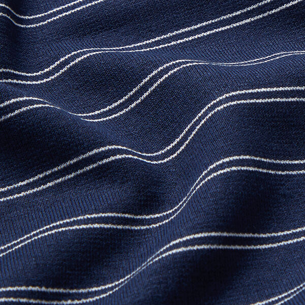 Jersey polyester Rayures – bleu nuit,  image number 2