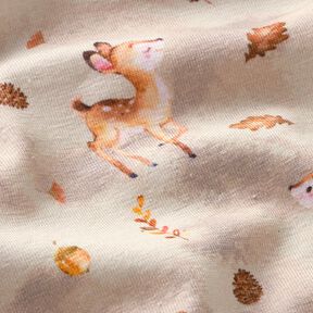 Jersey coton Cerf heureux dans les feuilles d'automne Impression numérique  – nature, 