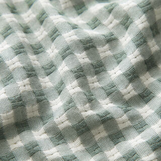 Tissu en coton à carreaux structurés – blanc/roseau, 