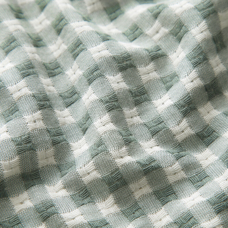 Tissu en coton à carreaux structurés – blanc/roseau,  image number 2