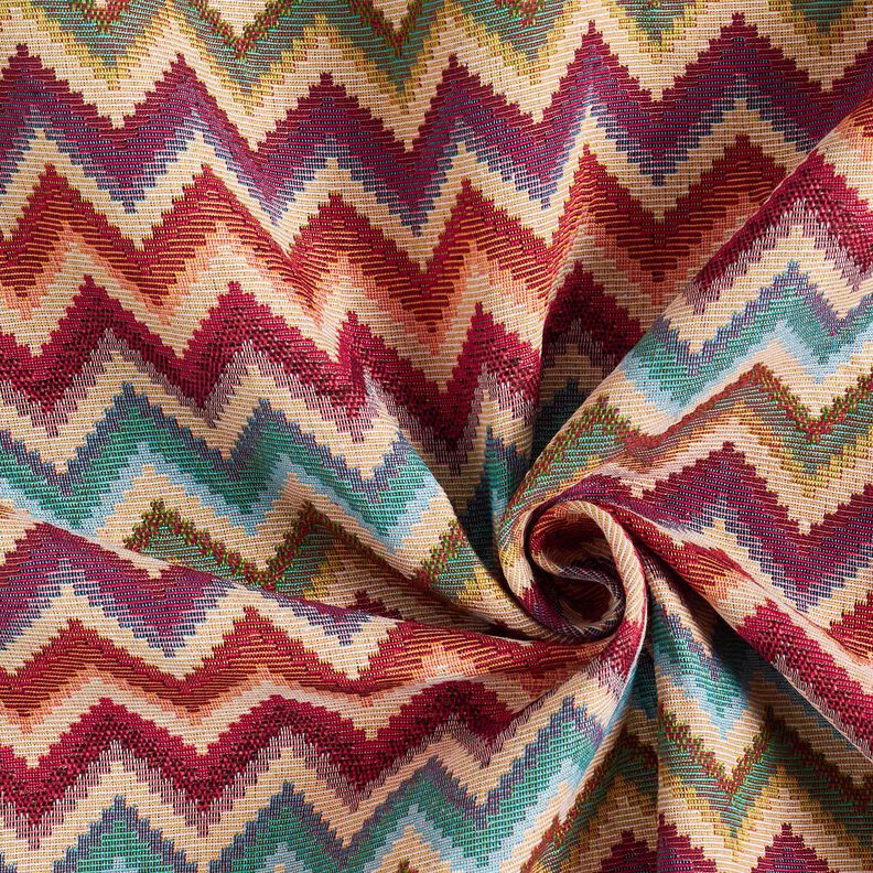 Tissu de décoration Gobelin Chevron – beige clair/carmin,  image number 3