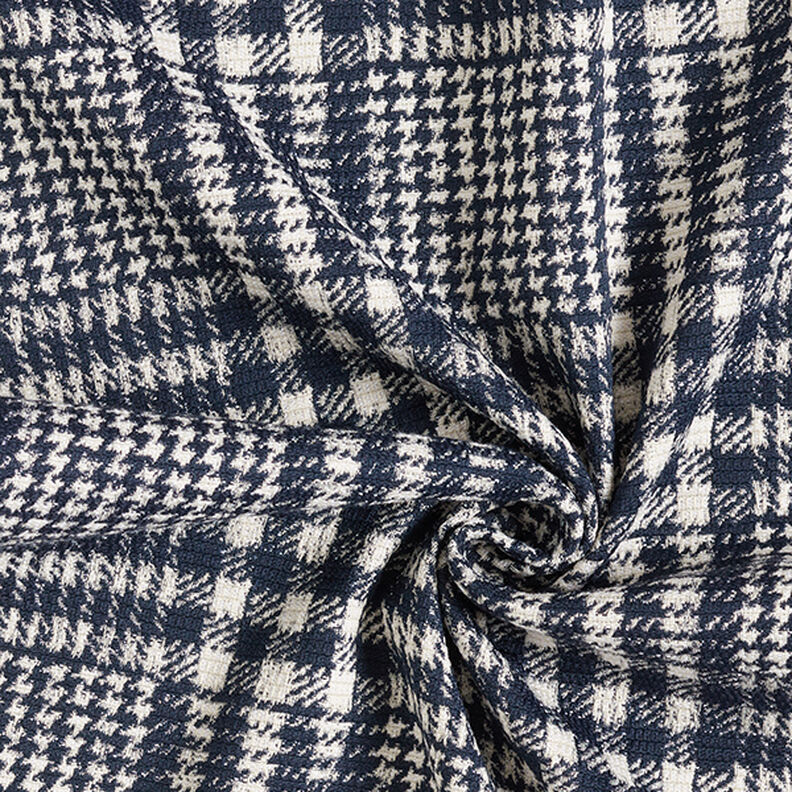 Tissu pour manteau Carreaux double face – bleu marine/blanc, image number 3