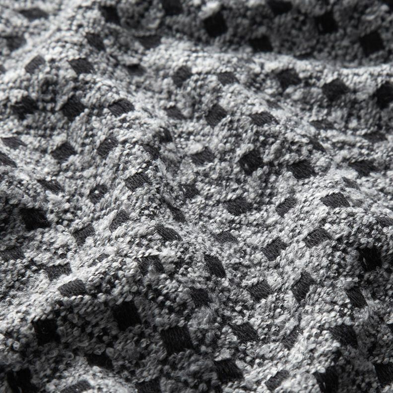 Tissu pour manteau petits carreaux – gris clair/noir, image number 2