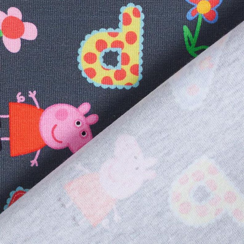 Jersey coton Tissu sous licence Lettres et fleurs Peppa Pig | ABC Ltd. – gris,  image number 4