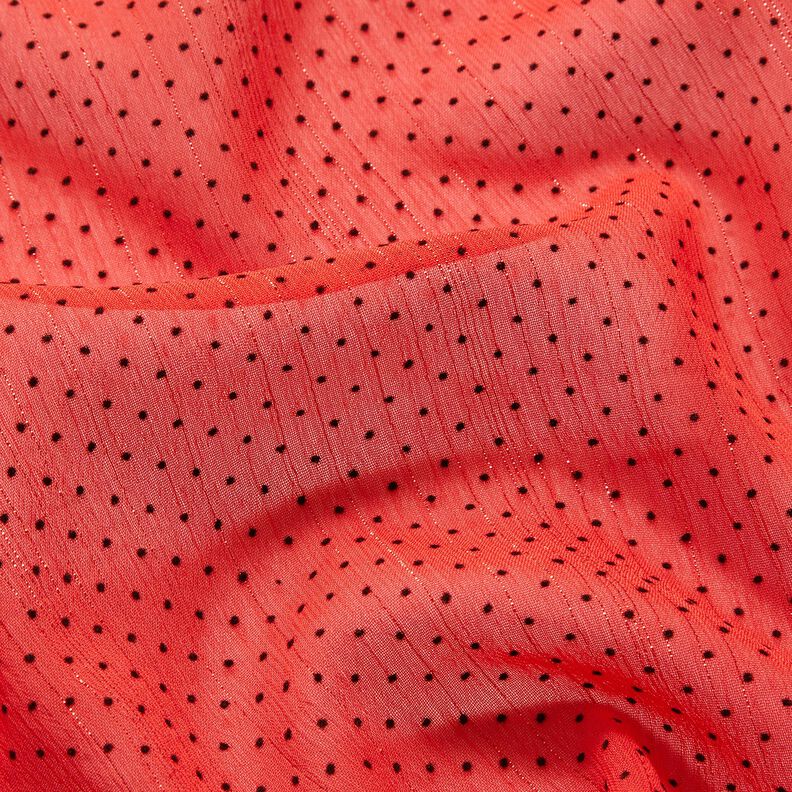 Mousseline Rayures et pois pailletés – rouge, image number 2