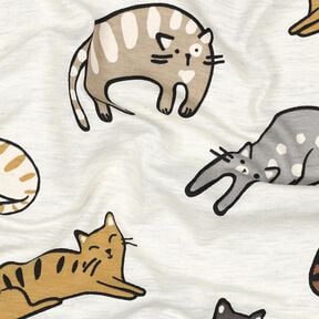 Jersey coton Chats | Poppy Fabrics – nature/marron, 