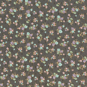 Crêpe mousseline Dobby & Fleurs – noir/bleu clair, 