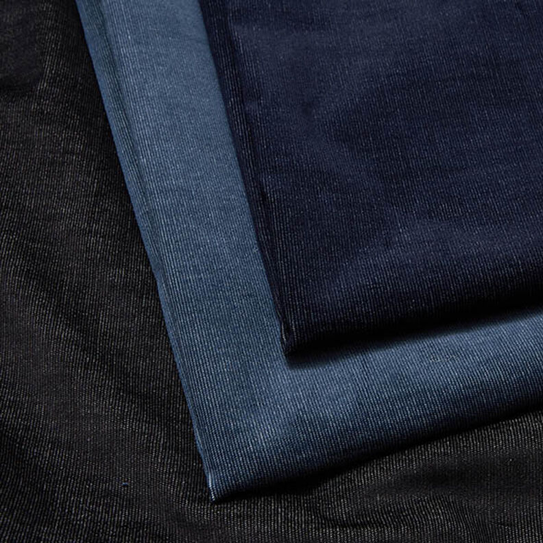 Velours côtelé fin stretch look jean – bleu marine,  image number 4
