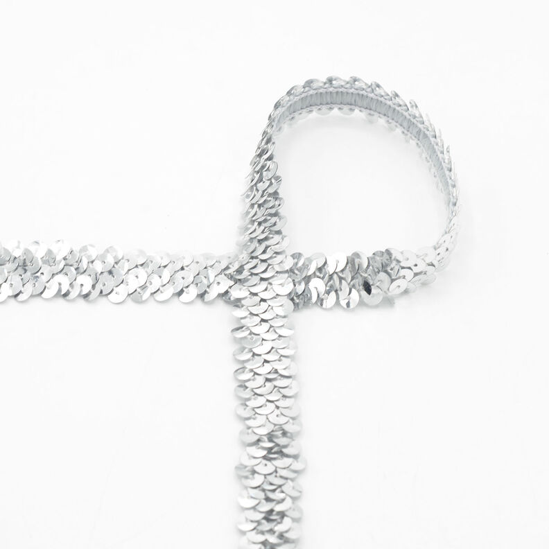 Bordure élastique paillettée [20 mm] – argent,  image number 1