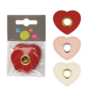 Œillet sur patch Similicuir cœur [ 4 Pièces ] – écru, 