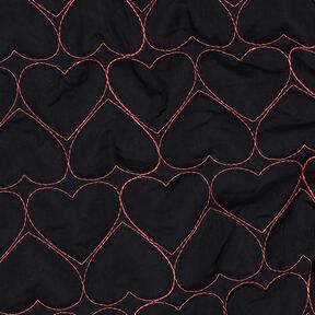 Tissu matelassé Cœurs en néon | Poppy Fabrics – noir/rose néon, 