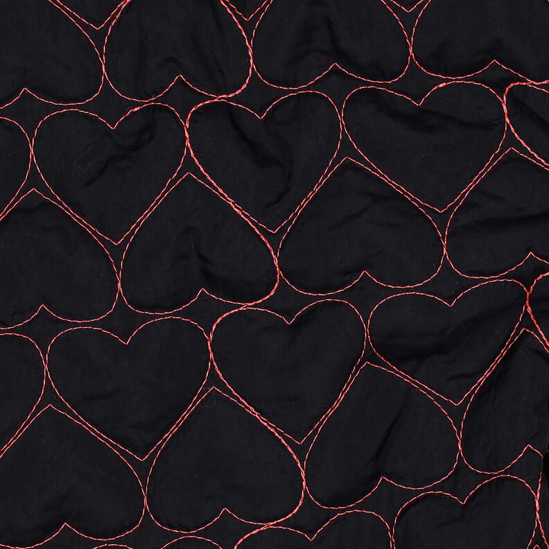 Tissu matelassé Cœurs en néon | Poppy Fabrics – noir/rose néon,  image number 2