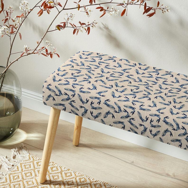 Tissu de d&eacute;coration Semi-panama Baleine &ndash; indigo/nature,  image number 5