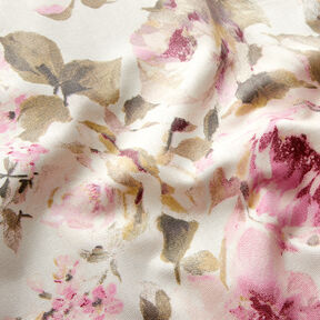 Tissu de décoration Semi-panama Roses peintes – écru, 