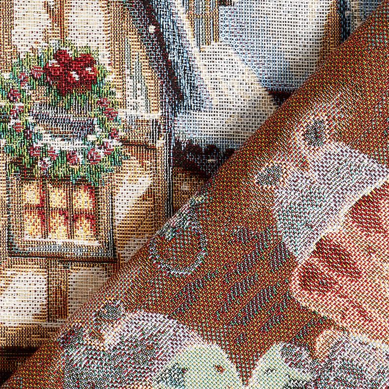 panneau décoratif Gobelin lapins de Noël – bleu clair/carmin,  image number 4