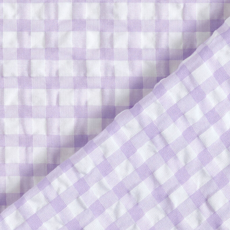 Seersucker à gros carreaux vichy – blanc/lilas pastel,  image number 4
