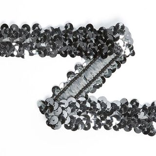 Galon pailleté élastique (20 mm) 11, argent ancien métallique, 