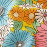 Tissu en coton Cretonne Grandes fleurs rétro – turquoise/jaune soleil,  thumbnail number 2