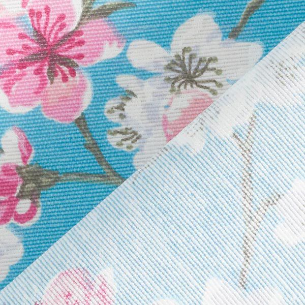Coton enduit fleurs de cerisier – bleu aqua,  image number 4