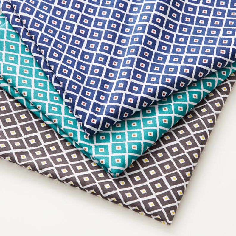 Tissu en coton Cretonne Losanges – bleu, image number 5