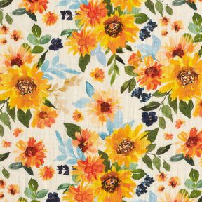 Tissu double gaze de coton Prairie de tournesols Impression numérique | Poppy Fabrics – crème, 