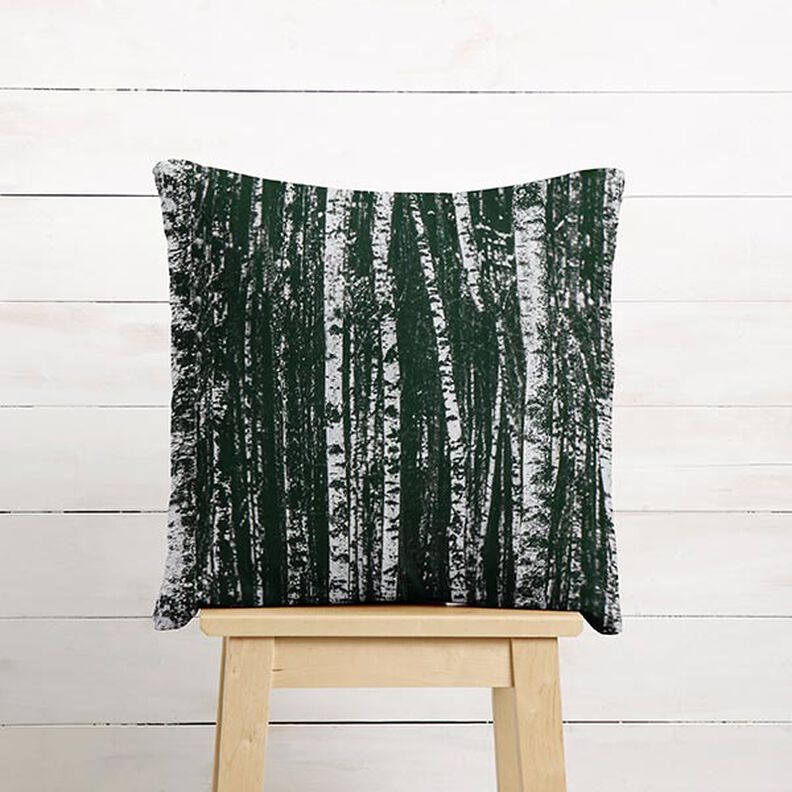 Tissu de décoration Semi-panama forêt de bouleaux – noir/blanc,  image number 8