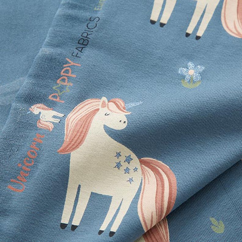 Jersey coton Jolies licornes scintillantes – gris bleu,  image number 3