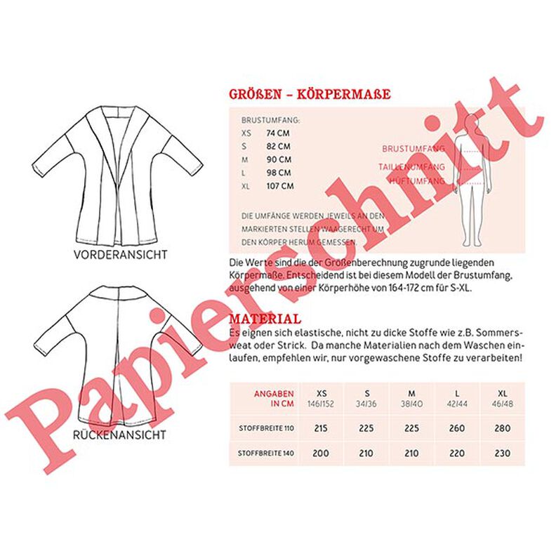 Veste sweat à col châle et pli creux FRAU KATI | Patron prêt à découper | XS-XXL,  image number 8