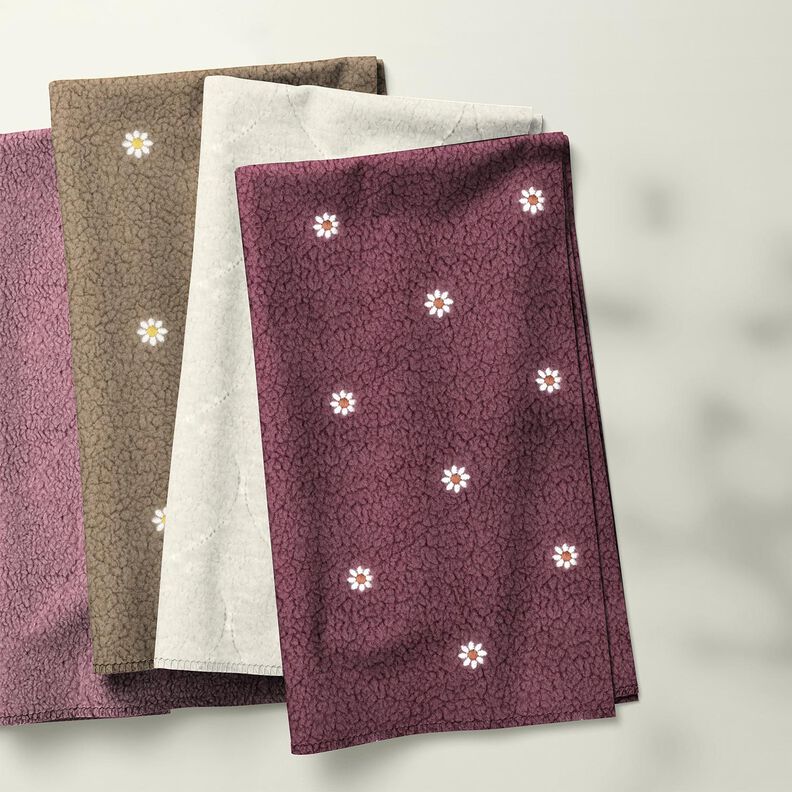 Tissu teddy Petites fleurs brodées | Poppy Fabrics – taupe foncé, image number 7