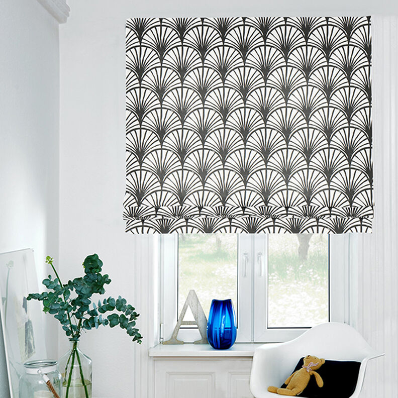 Tissu de décoration Semi-panama Sujets abstraits – ivoire/noir,  image number 7