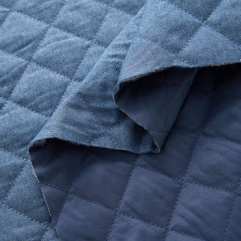Tissu chambray matelassé uni – bleu jean,  image number 3