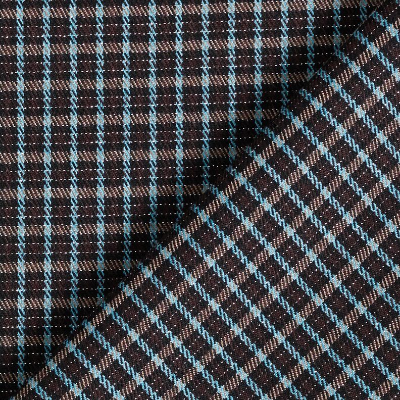 Mélange viscose Carreaux à paillettes – turquoise/marron noir,  image number 4