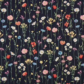 Tissu de décoration Gobelin fleurs sauvages – noir/rosé, 