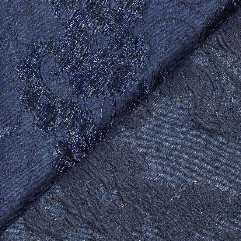 Jacquard d’habillement Brocart Fleurs – bleu marine, image number 4