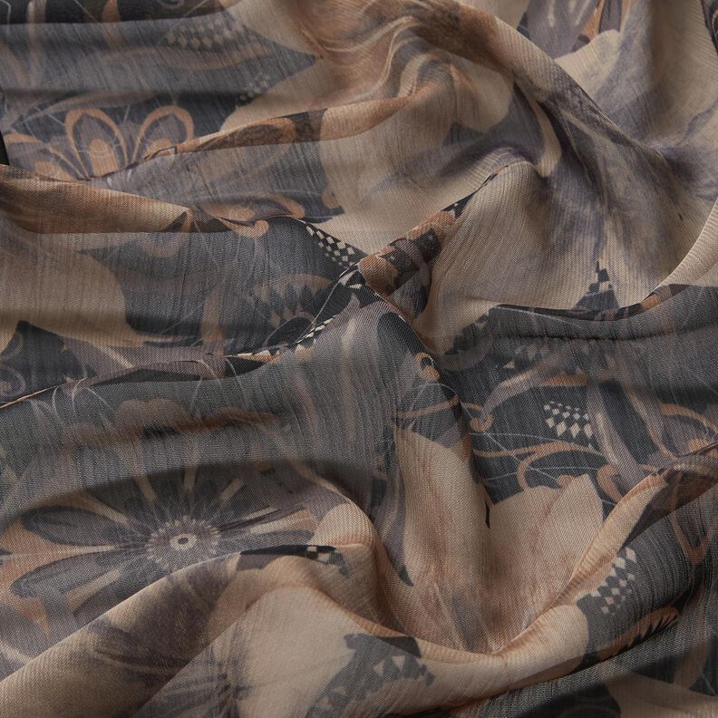 Chiffon fleurs stylisées – noir,  image number 2