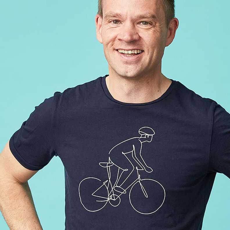 Jersey coton Medium uni – bleu nuit,  image number 4