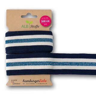 Rubans jacquard Bio Stripe Me College [200 cm | 3,5 cm ] | Albstoffe  – bleu roi/blanc, 