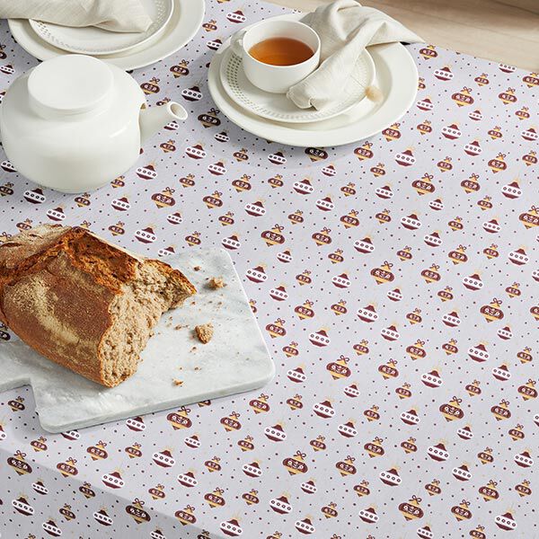 Tissu en coton Popeline Boules de Noël pointues – gris/or, image number 7
