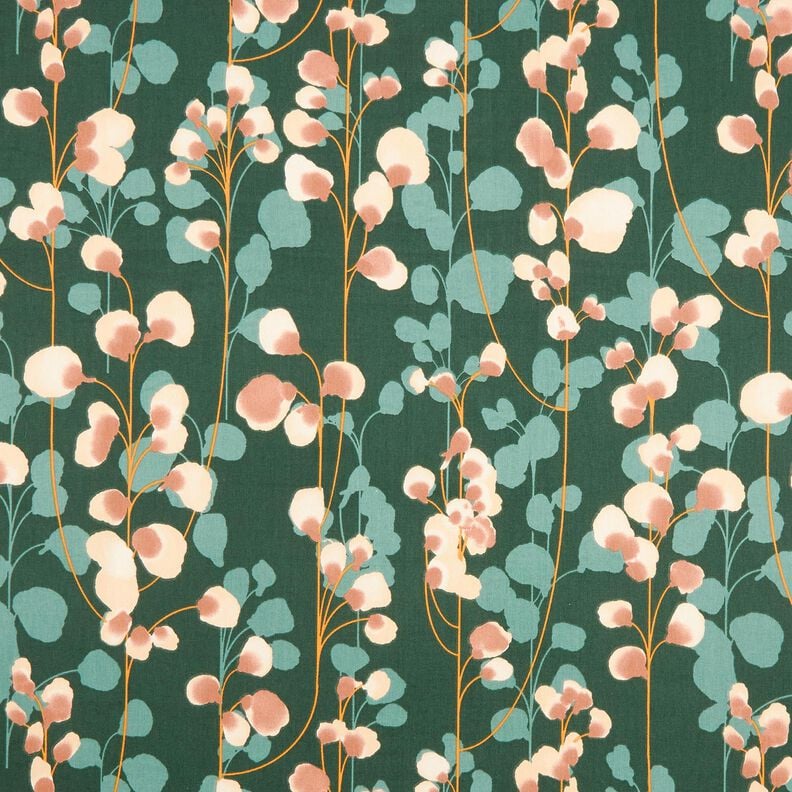 Satin de coton plantes grimpantes &ndash; vert fonc&eacute;/sable,  image number 1