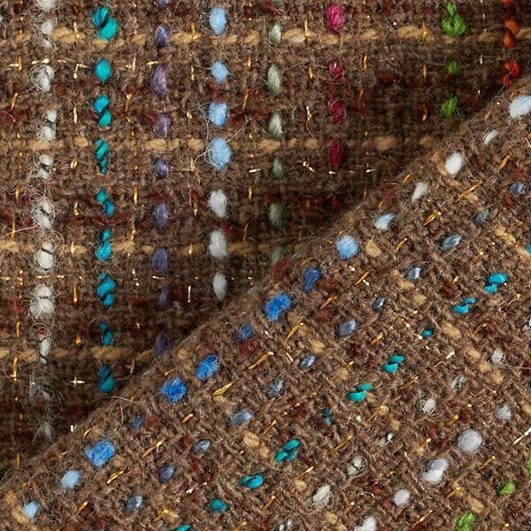 Bouclé en laine vierge mélangée Rayures colorées & lurex – marron moyen,  image number 6