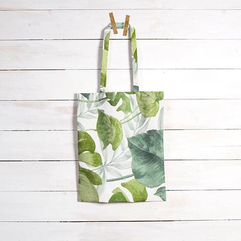Tissu décoratif Toile grandes feuilles de monstera – blanc/vert herbe,  image number 6