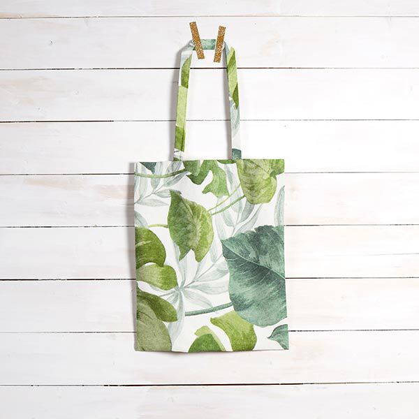 Tissu décoratif Toile grandes feuilles de monstera – blanc/vert herbe, image number 6